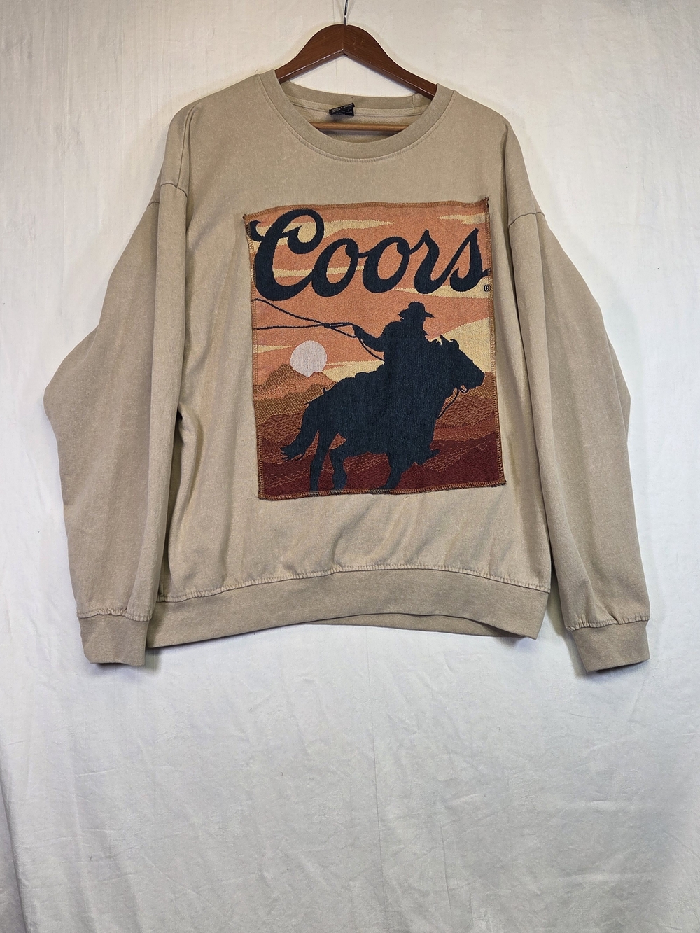Coors Cowboy Western Sunset Graphic Crewneck Sweatshirt Large #0409"